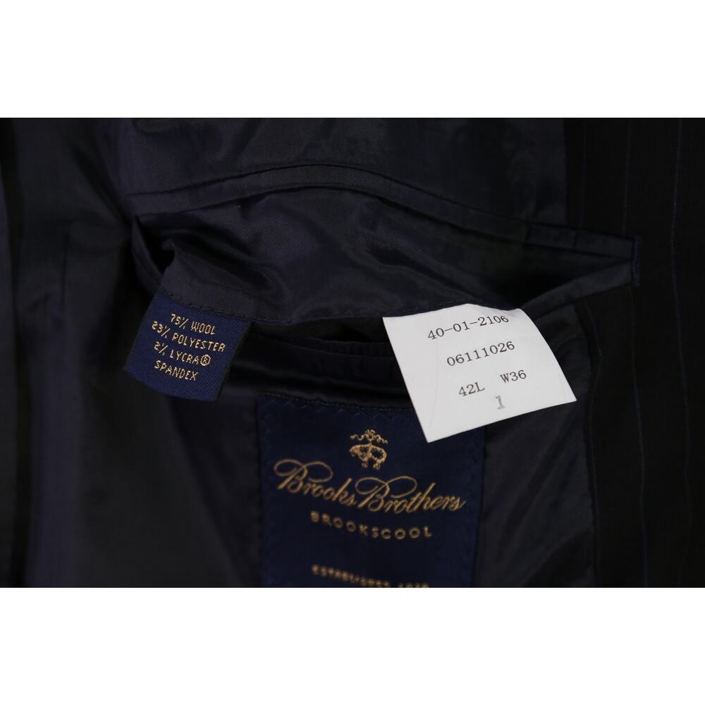 Brooks Brothers BrooksCool Black Sky Blue Pinstripe 2-Btn Suit Jacket Blazer 42L - Picture 8 of 8